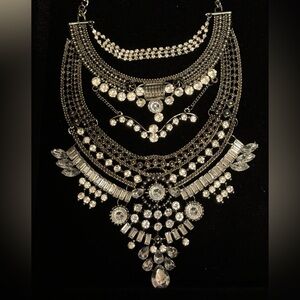 Fashionable Rhinestone Multi-Layered Statement Necklace